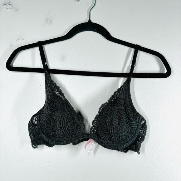 Victorias Secret Very Sexy lace gray push up without padding Bra size 34B - Picture 1 of 8
